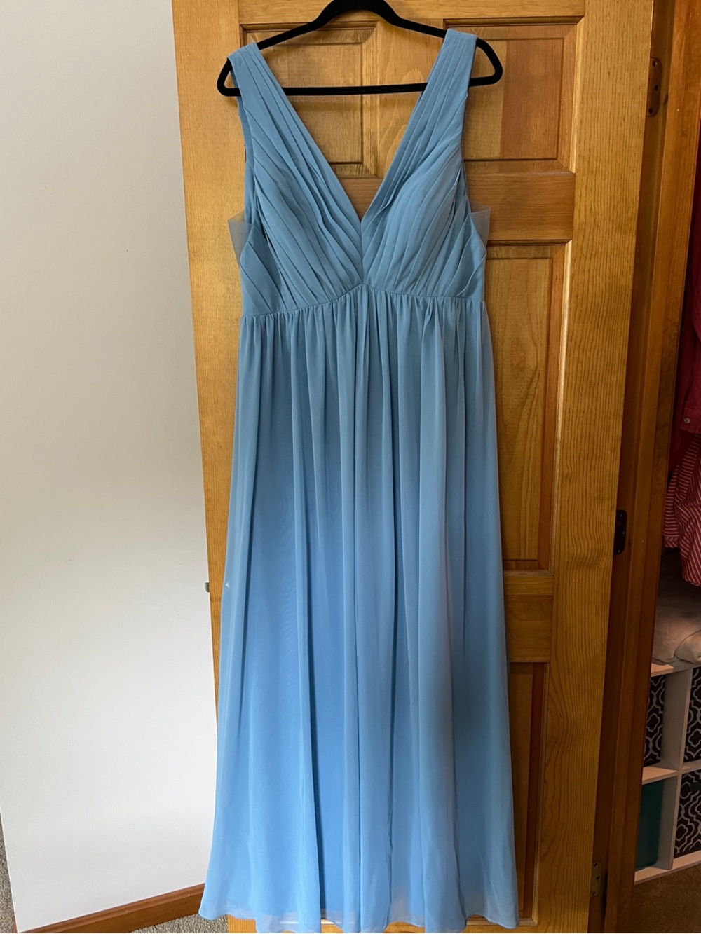 Azazie Sky Blue V-Neck Chiffon Maxi Dress
